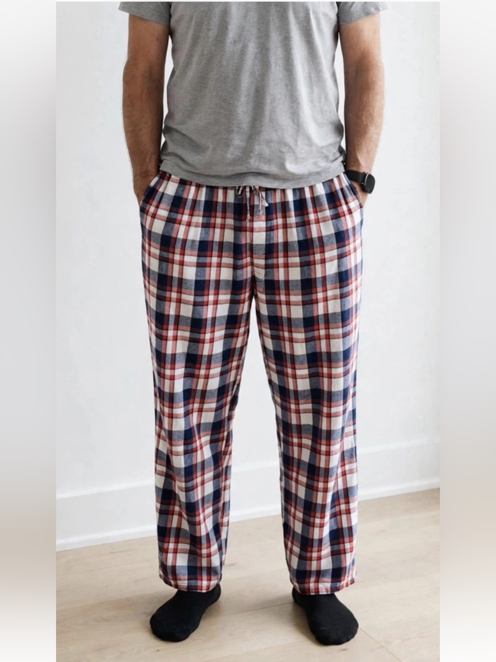 Lands' End Men's Flannel Pajama Pants  2X Large Navy/Bourbon Plaid